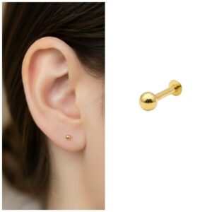 Gold Flat Back Labret Stud Internal Thread Piercing