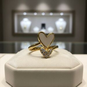 Dual Heart Gold-Tone Adjustable Ring