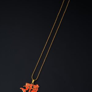 Brass Micron Goldplated & Red Meenakari Jai Shri Ram Chain pendant