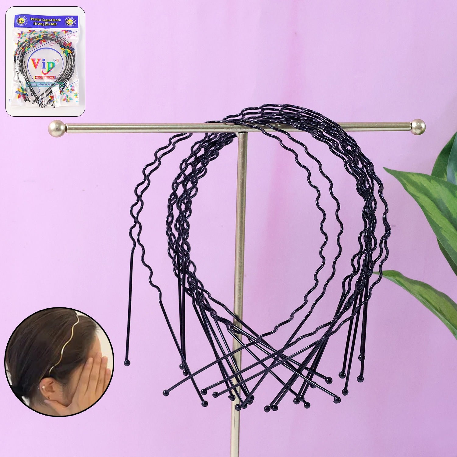 Premium Metal Wave Hair Bands for Men & Women (12 Pc)