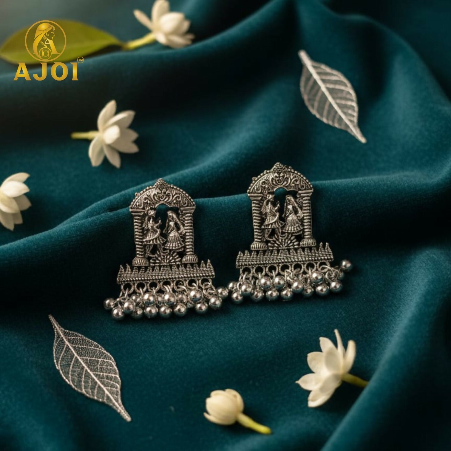 Handcrafted Radha Krishna Design with Ghungroo Drops
