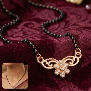 Floral Curve Designer Mangalsutra Necklace with Stone Detailing