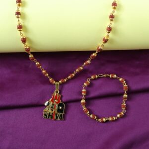 Shiva Pendant with Rudraksha Mala & Bracelet Combo
