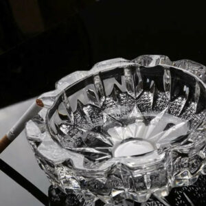 Diamond-Cut Crystal Glass Ashtray for Home, Bar & Office Decor