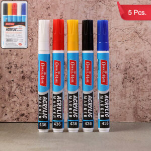 Officemate Acrylic Marker Pen Set – 5-Color Pack, Quick-Dry & Water-Based