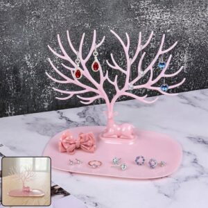 Big Deer Antlers Jewelry Stand Tree-Shaped Earring and Ring Organizer with Base
