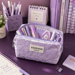 Purple Multipurpose Makeup & Stationery Organizer Pouch (Design may vary 1 PC)