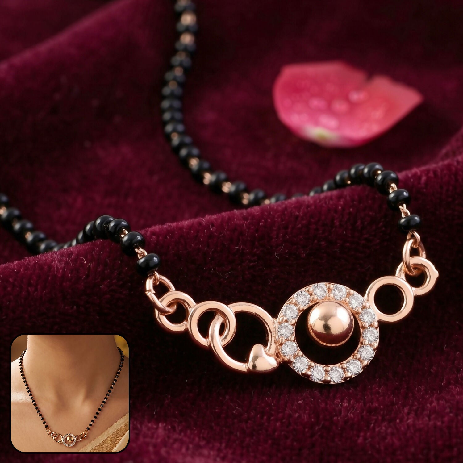 Circular Modern Mangalsutra Necklace with Stylish Charm Design