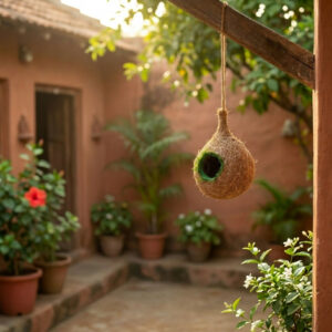 Natural Coconut Coir Hanging Bird Nest for Garden & Balcony Decor 1 Pc