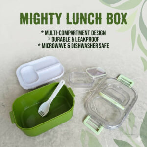 Mighty Lunch Box Leakproof Bento Tiffin with Spoon Fork for Office & School