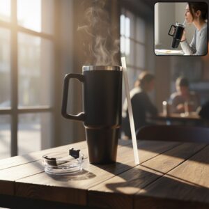 890 ML Large Capacity Insulated Travel Mug / Tumbler Black color (1 Pc)