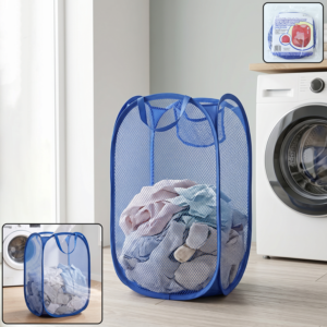 Pop Up Mesh Laundry Basket Lightweight Clothes Hamper (1 Pc,34x34x58cm)