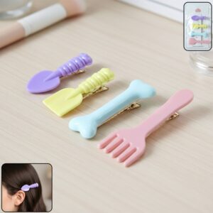 Cute Cartoon Food Shape Hair Clips Set (4 Pc)