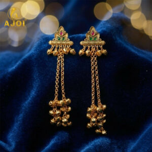 Royal Kashmiri Long Chain Ghungroo Drop Earrings.
