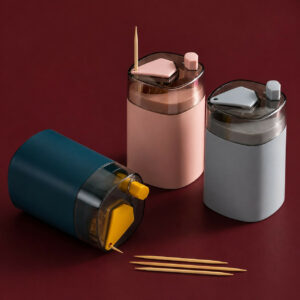 Automatic Push Toothpick Holder Dispenser with Dustproof Cover (Random Color)