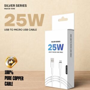 Silver Series 25W USB to Micro USB Fast Charging Cable (1 Pc)