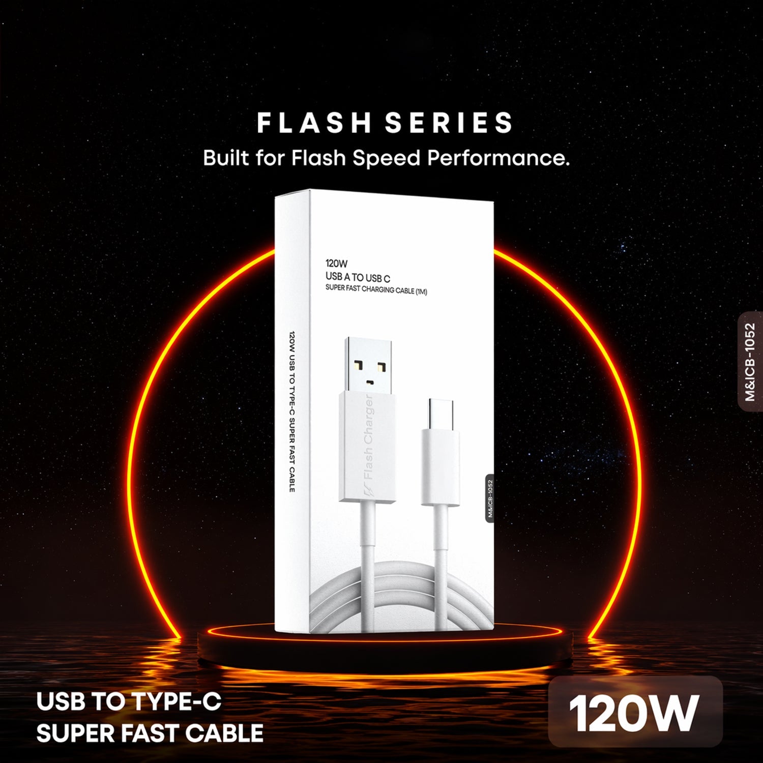 Flash Series 120W USB to Type C Super Fast Charging Cable (1 Mtr)