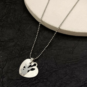 Elegant Stylish Heart Pendant Necklace with Rabbit Cutout Design Chain Jewelry