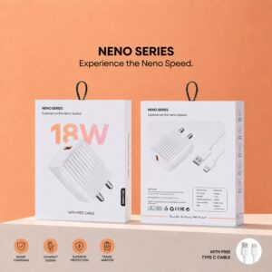 18W Fast Charging USB Wall Adapter with Free Type C Cable