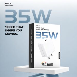 King 2 Series 35W All in One Fast Charging Power Adapter with Type-C Cable