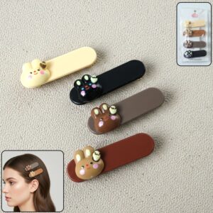 Cute Bunny Face Decorative Hair Clips Set (4 Pc)