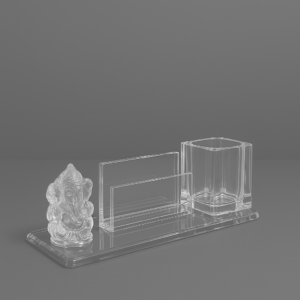 Glass Desktop Organizer with Ganesh Idol – 3-in-1 Gift Set