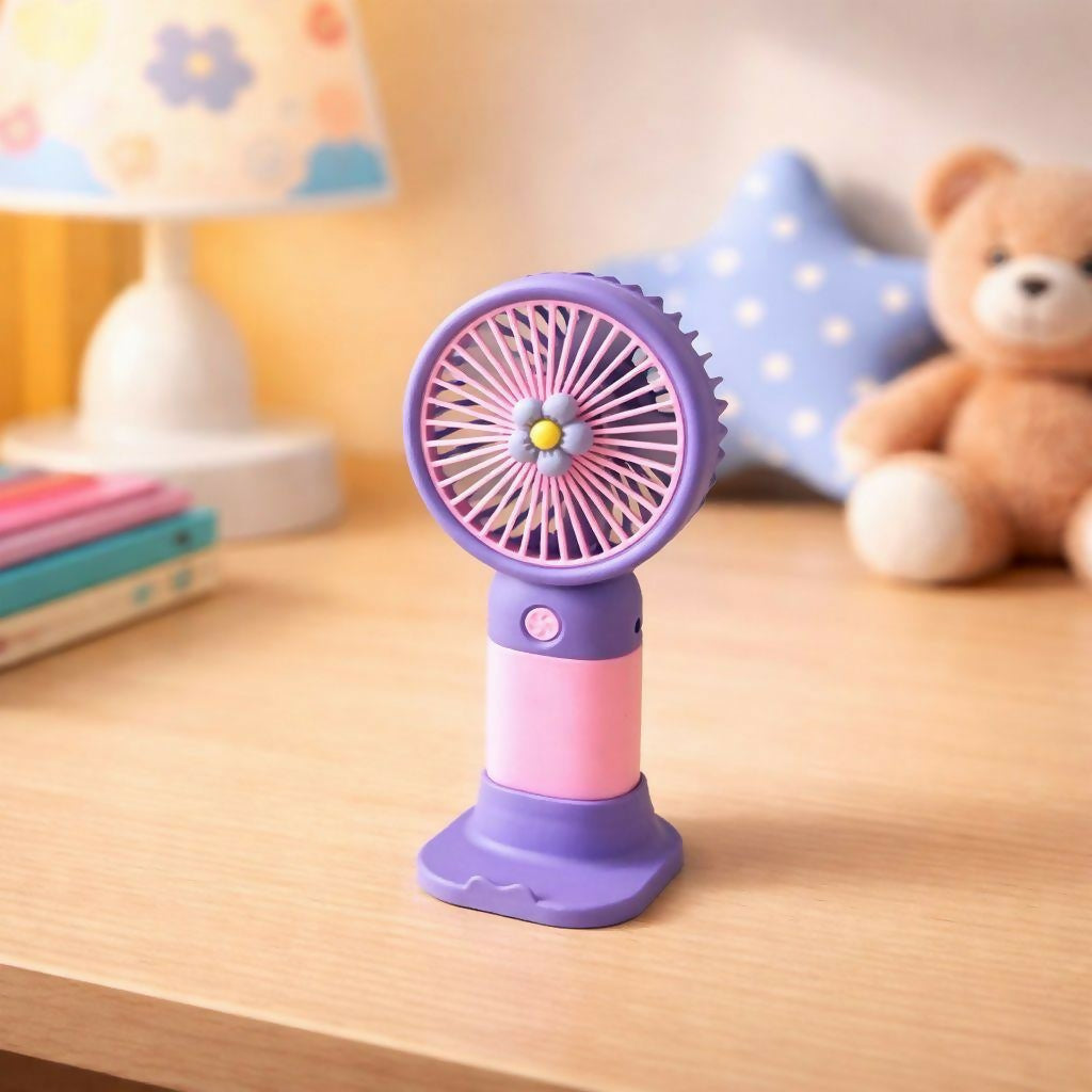 Portable Mini Handheld Fan with Stand, 3 Speed Modes