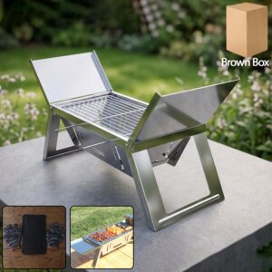 Portable Stainless Steel Foldable Barbecue Grill (1 Pc)