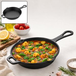 Pre-Seasoned Cast Iron Deep Fry Pan with Long Handle