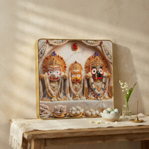 Decorative Jagannath Puri God Printed Serving Tray for Home & Temple Use (12x12)