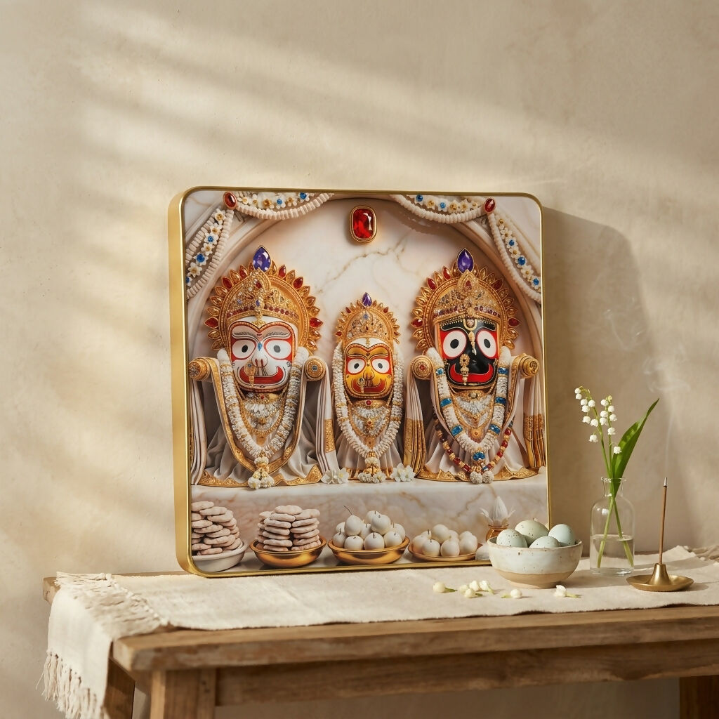 Decorative Jagannath Puri God Printed Serving Tray for Home & Temple Use (12x12)