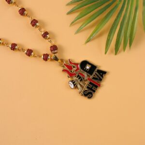 Shiva Trishul Rudraksha Beaded Pendant Necklace