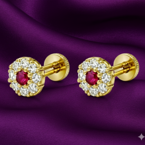 Gold Ruby & AD Halo Floral Nose Pin for women and girls Combo Pack of 2