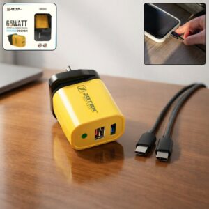 Fast 65W Charging Adapter with Dual Output Ports for Smartphones and Devices