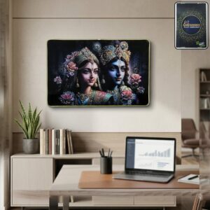 Premium Decorative Radha Krishna Wall Painting Frame 45x30 Cm (1 Pc)