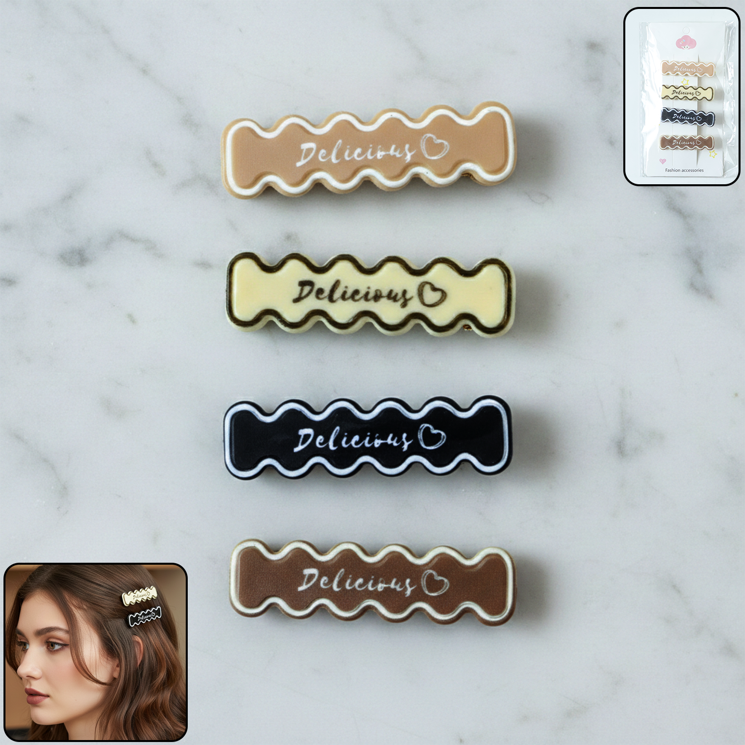 Elegant Design Hair Clips (4 Pc)