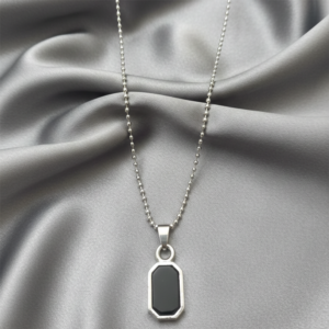 Octagon Shape Black Inlay Pendant Necklace for Men