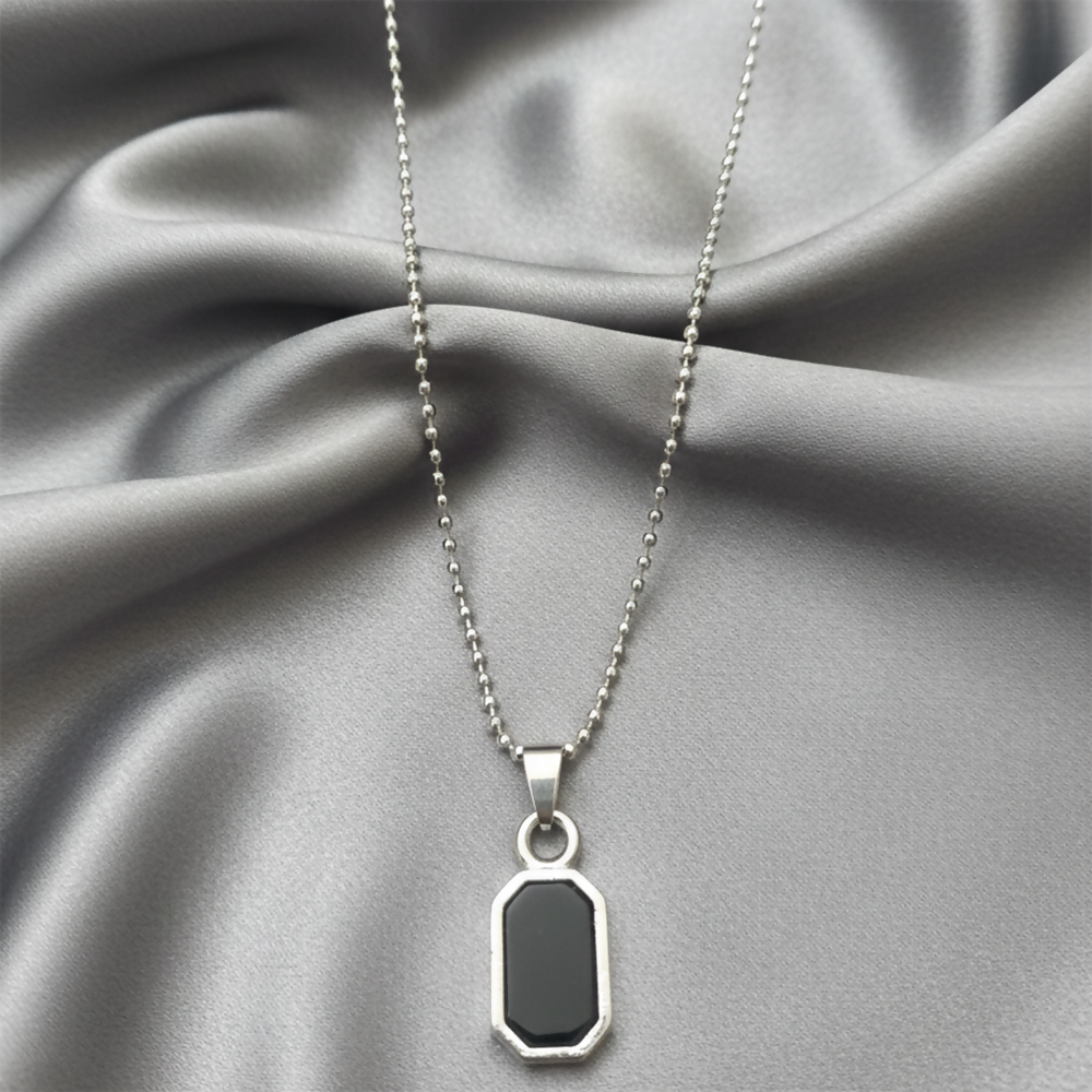 Octagon Shape Black Inlay Pendant Necklace for Men