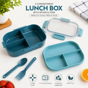 Carry Fresh 3 Compartment Leakproof Lunch Box with Spoon Fork