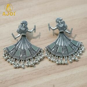 Oxidized Silver Tribal Dancer Earrings with Ghungroo Detailing
