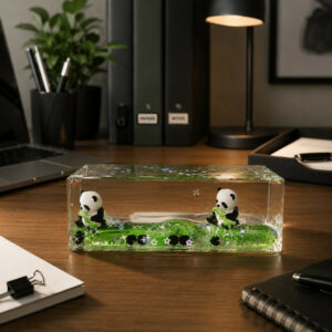 Panda Liquid Glitter Paper Weight Decorative Desk Table Accessory (1 PC)