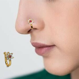 Gold-Plated Floral CZ Sparkle Nosepin for Women
