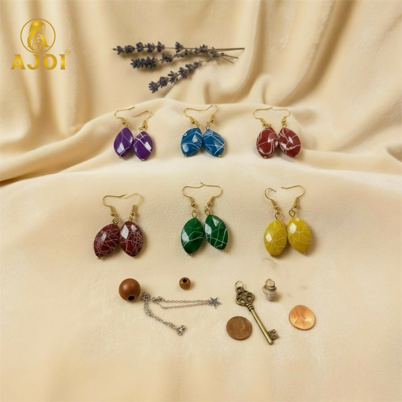 Multicolor Marble-Pattern Hanging Earrings for Women & Girls | Kati Earrings Pack of 6.