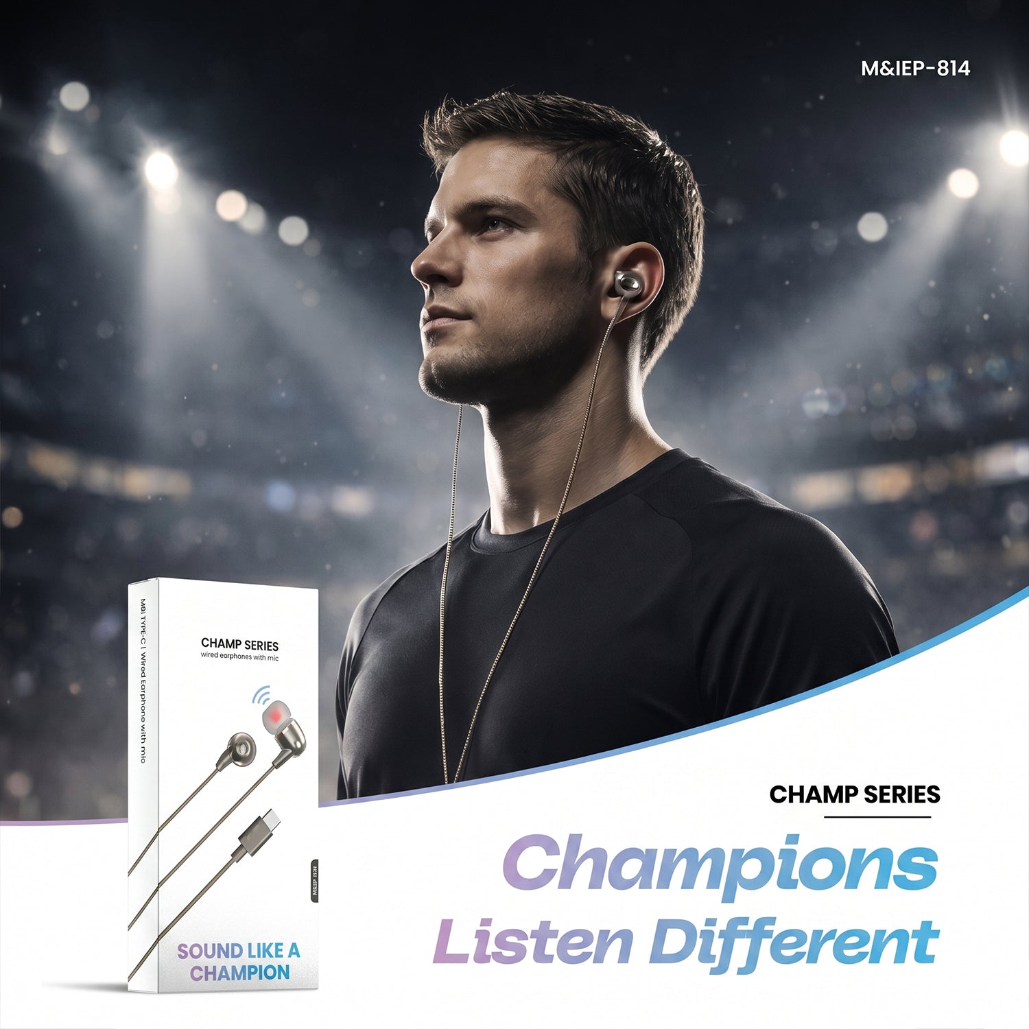Champ Series Wired Type C Earphones with Mic Type (1 Pc)
