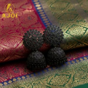 Black Oxidized Floral Earrings