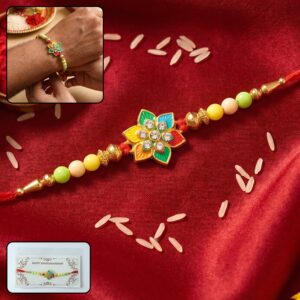 Multicolor Floral Star Kundan Designer Rakhi