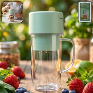 Portable Electric Juicer Mixer Grinder with Handle (1 Pc, 340 ML)
