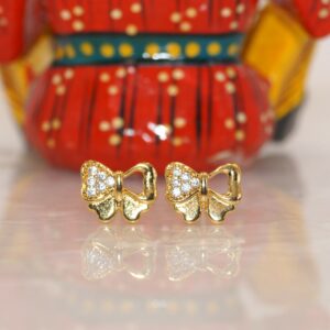 Dainty Gold Plated Butterfly Stud Earrings with AD for women & girls