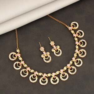 Gold-Toned AD & Emerald Vine Drop Necklace Set