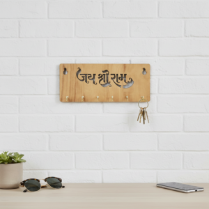 Jay Shree Ram Wooden Key Holder for Wall – Handcrafted MDF Wall Key Organizer | Spiritual Home Décor